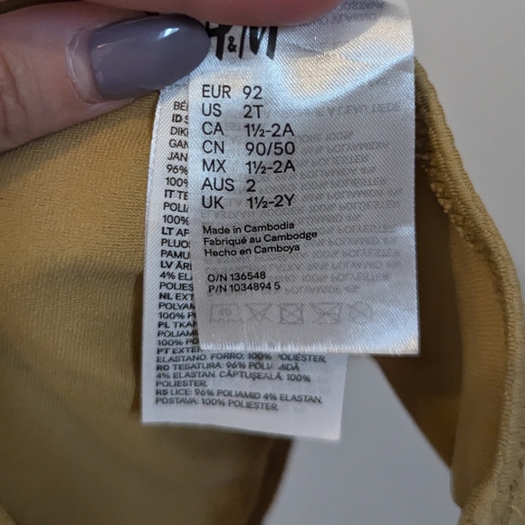 H&M baby 2 piece swimsuit frill collar high waist mustard yellow 18 months - 2T - Picture 3 of 6